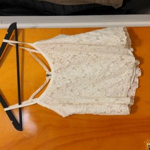Guess White lace crop top